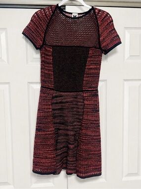 M Missoni Fit & Flare Knit Mini Dress Red Black IT 44 US 8